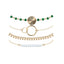 European American Fashion Circle Tassel Beaded Bracelet Set - White & Green Contrast