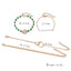 European American Fashion Circle Tassel Beaded Bracelet Set - White & Green Contrast