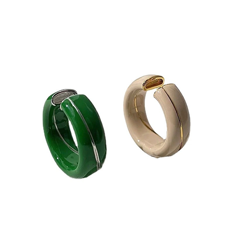 Commute Color Block Enamel Crack Open Gold Plated Women's Vintage Ring