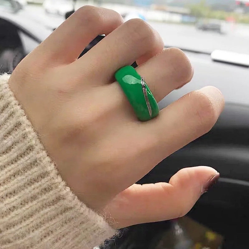 Commute Color Block Enamel Crack Open Gold Plated Women's Vintage Ring