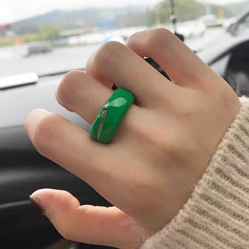 Commute Color Block Enamel Crack Open Gold Plated Women's Vintage Ring