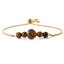 14k Gold Plated Heart Charm Beaded Bracelet with Tiger Eye and White Turquoise