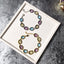 Geometric Copper Inlay Crystal Bracelet and Candy Color Crystal Necklace Set