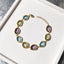 Geometric Copper Inlay Crystal Bracelet and Candy Color Crystal Necklace Set