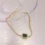 14k Gold Plated Green Zirconia Rhinestone Bracelet for Women