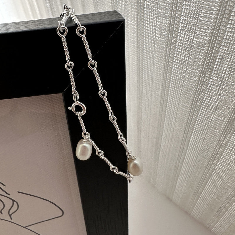 Sterling Silver Plated Vintage Pearl Bracelet - Simple Fashion Hand Jewelry