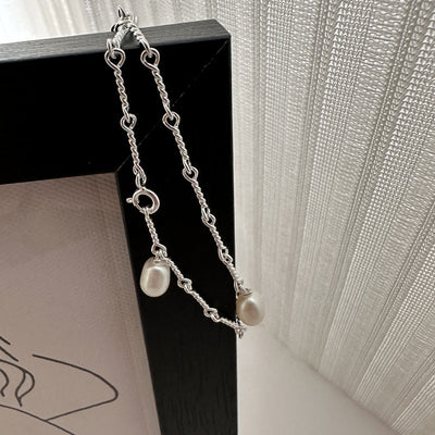 Sterling Silver Plated Vintage Pearl Bracelet - Simple Fashion Hand Jewelry