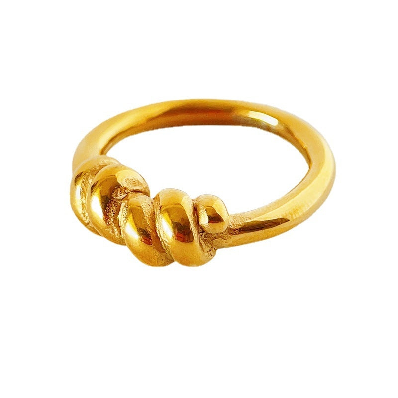 Gender Neutral Twisted Knot Titanium Steel 18k Gold Plated Rings