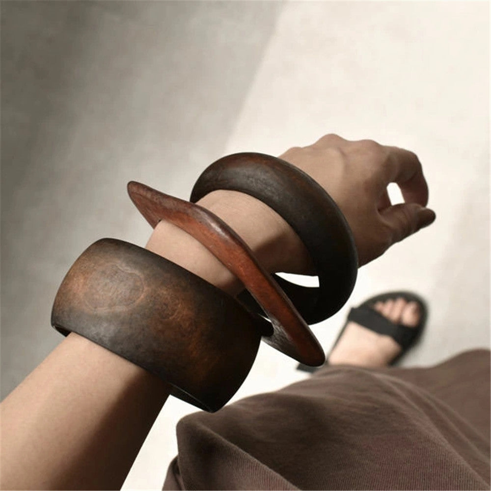 Commute Solid Color Square Wood Bangle - Vintage Style Women's Accessory