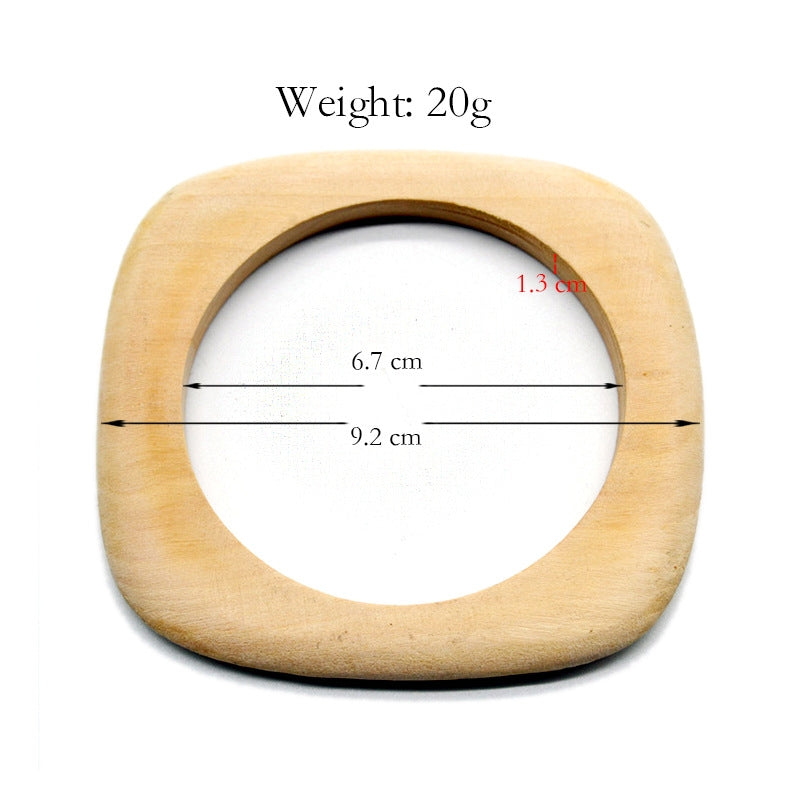 Commute Solid Color Square Wood Bangle - Vintage Style Women's Accessory