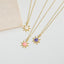 14K Gold Plated Enamel Sun Pendant Necklace with Unique Design