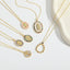 14K Gold Plated Geometric Zircon Pendant Necklace with Vintage Ethnic Charm