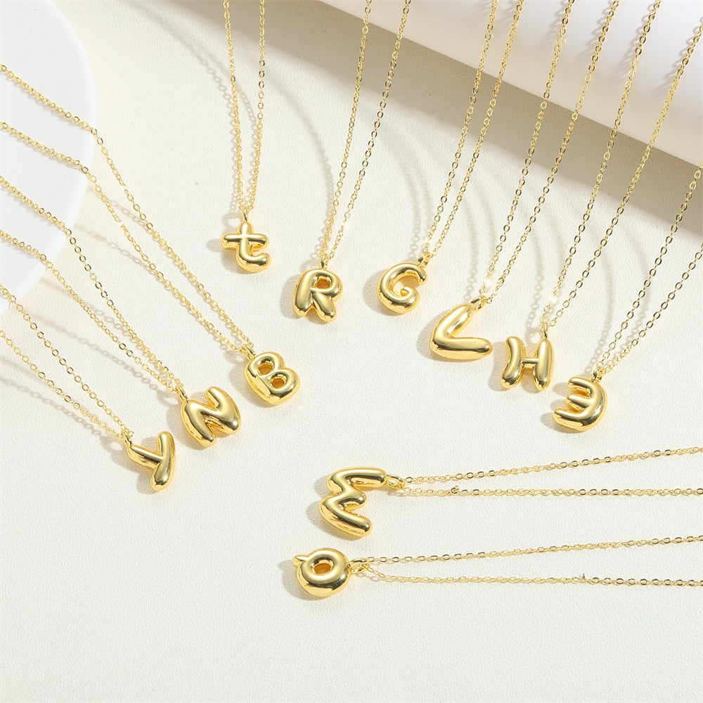 14K Gold Plated Copper Initial Pendant Necklace