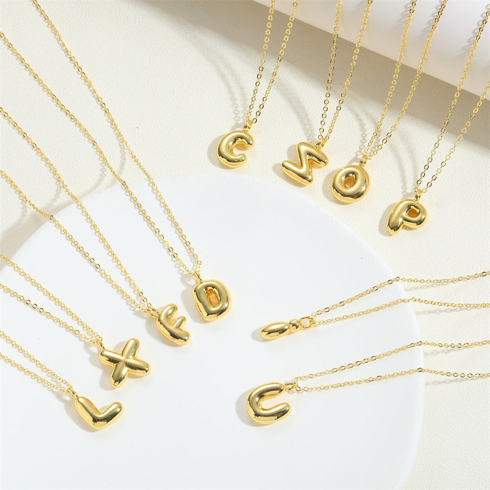 14K Gold Plated Copper Initial Pendant Necklace