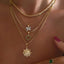 18K Gold Plated Sun Palm Heart & Hamsa Hand Zircon Pendant Necklace