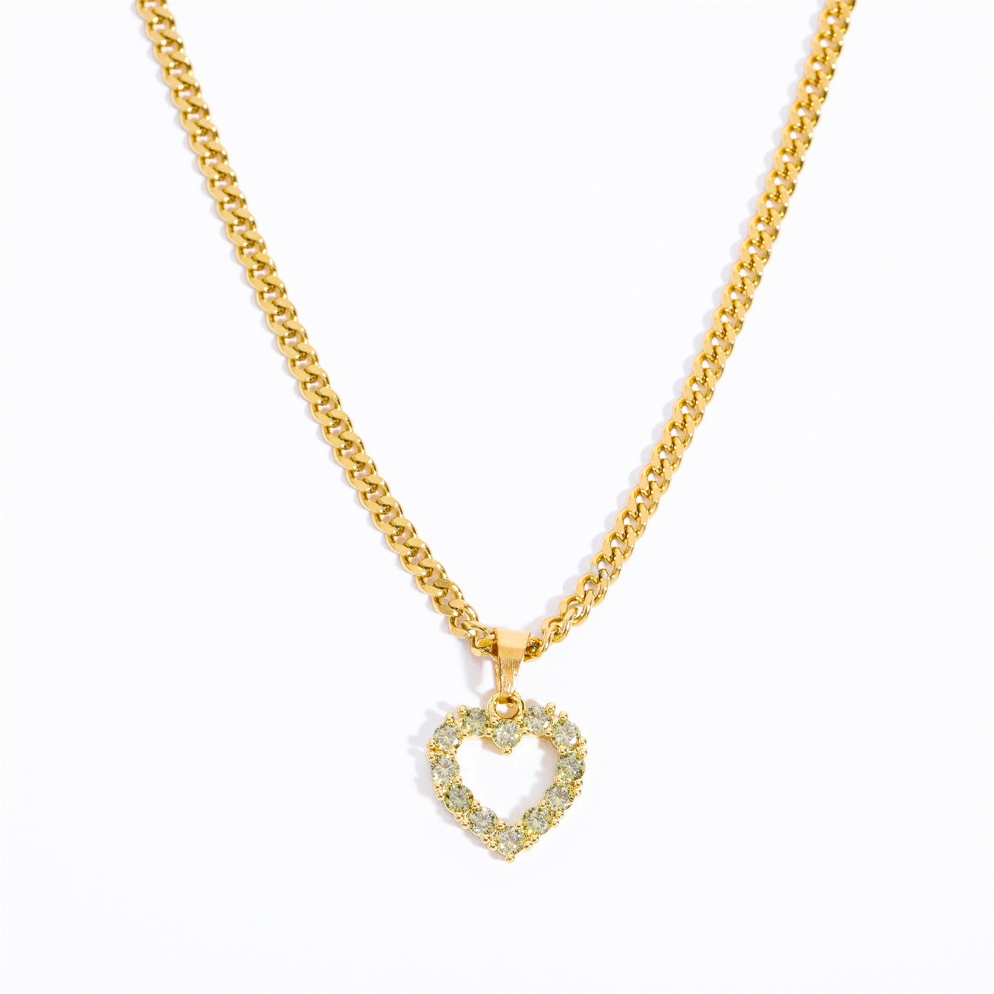 18K Gold Plated Sun Palm Heart & Hamsa Hand Zircon Pendant Necklace