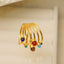 18K Gold Plated Chinoiserie Baroque Multi-Layered Agate Tiger Eye Rings