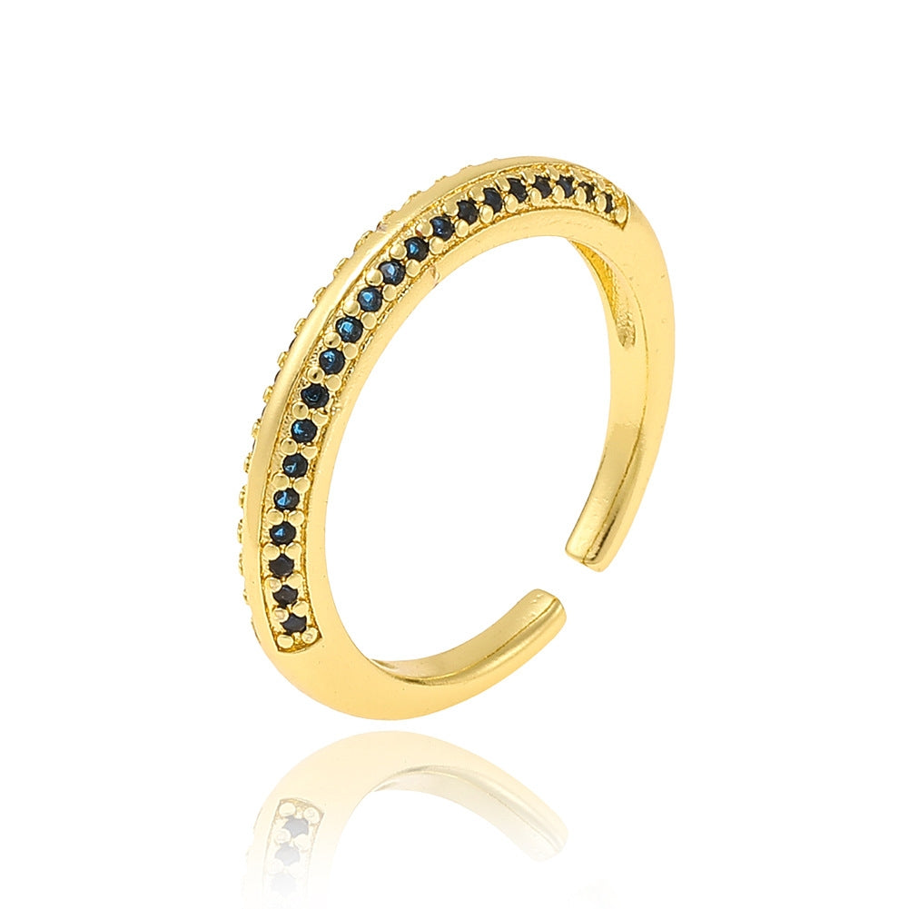 18K Gold Plated Geometric Pearl Zircon Open Ring