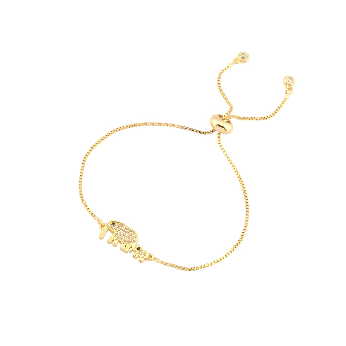 18K Gold Plated Copper Zircon Elephant Heart Cloud Charm Bracelet