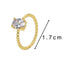 18K Gold Plated Geometric Oval Heart Pearl Zircon Ring with Square Inlay Design