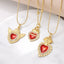 18K Gold Plated Heart Shape Zircon Wing Pendant Necklace