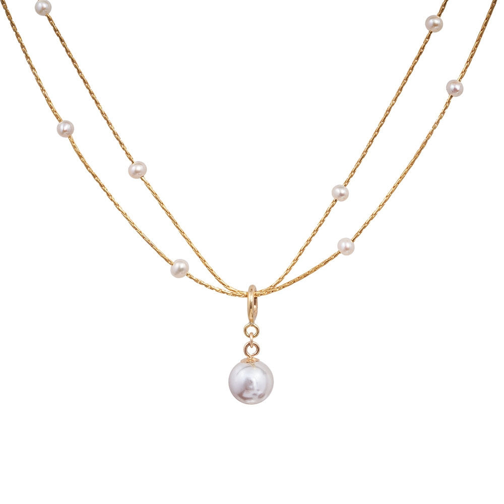 18K Gold Plated Geometric Pearl Necklace