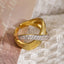 18K Gold Plated Geometric Zircon Cross Open Ring