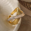 18K Gold Plated Geometric Zircon Cross Open Ring