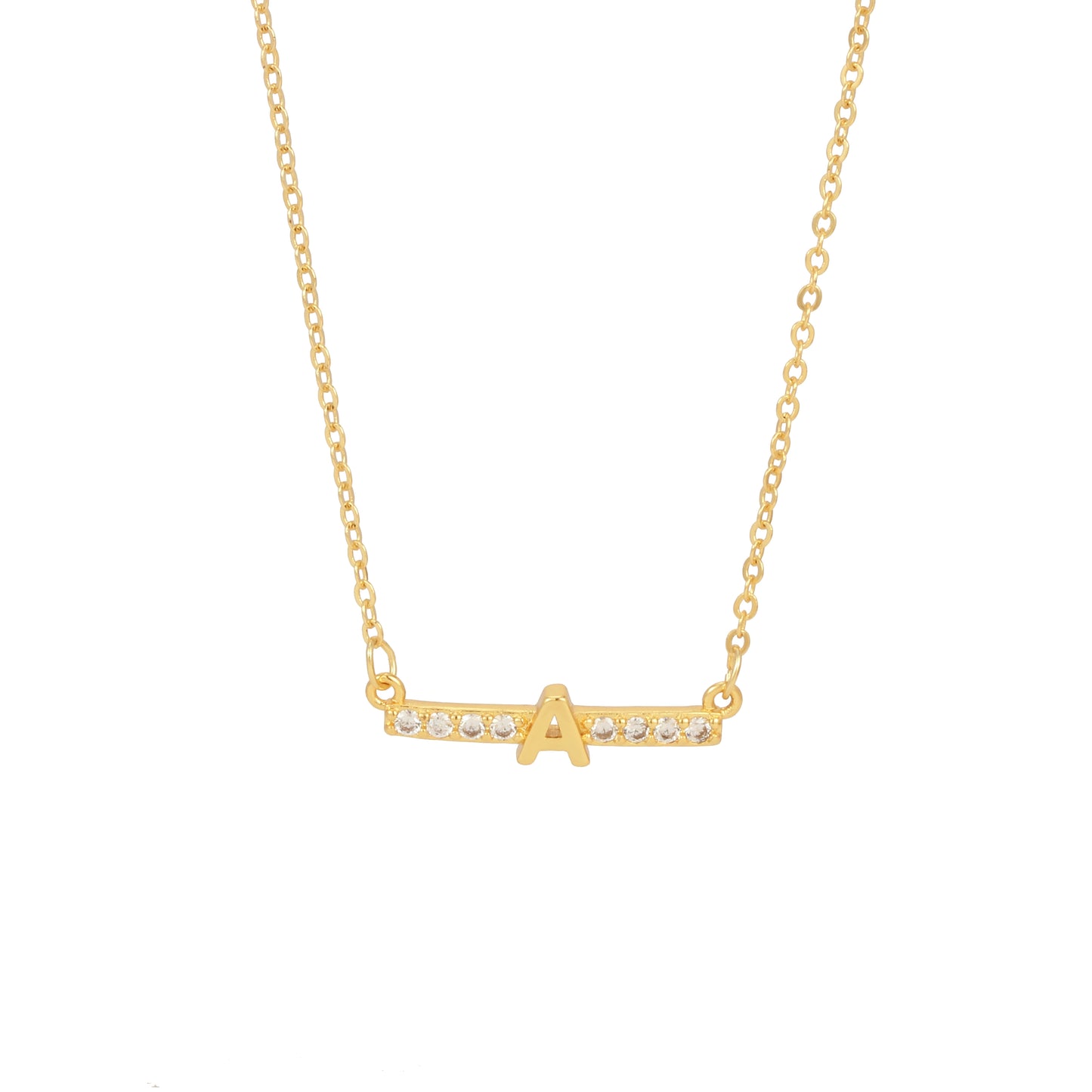 18K Gold Plated Zircon Letter Pendant Necklace