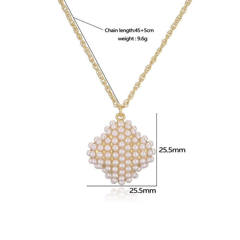 Copper 18K Gold Plated Heart and Star Pendant Necklace with Artificial Pearls