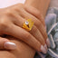 18K Gold Plated Irregular Geometric Zircon Open Ring