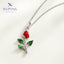 18K Gold Plated Enamel Rose Flower Pendant Necklace