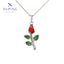 18K Gold Plated Enamel Rose Flower Pendant Necklace