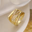 18K Gold Plated Geometric Zircon Open Ring for Women