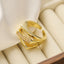 18K Gold Plated Geometric Zircon Open Ring for Women