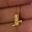 Copper 18K Gold Plated Western Cowboy Boots Zircon Pendant Necklace