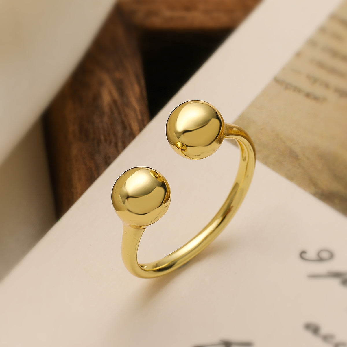 18K Gold Plated Geometric Open Ring - Minimalist Style