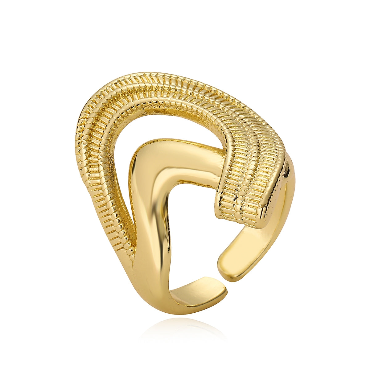 18K Gold Plated Geometric Open Ring - Minimalist Design