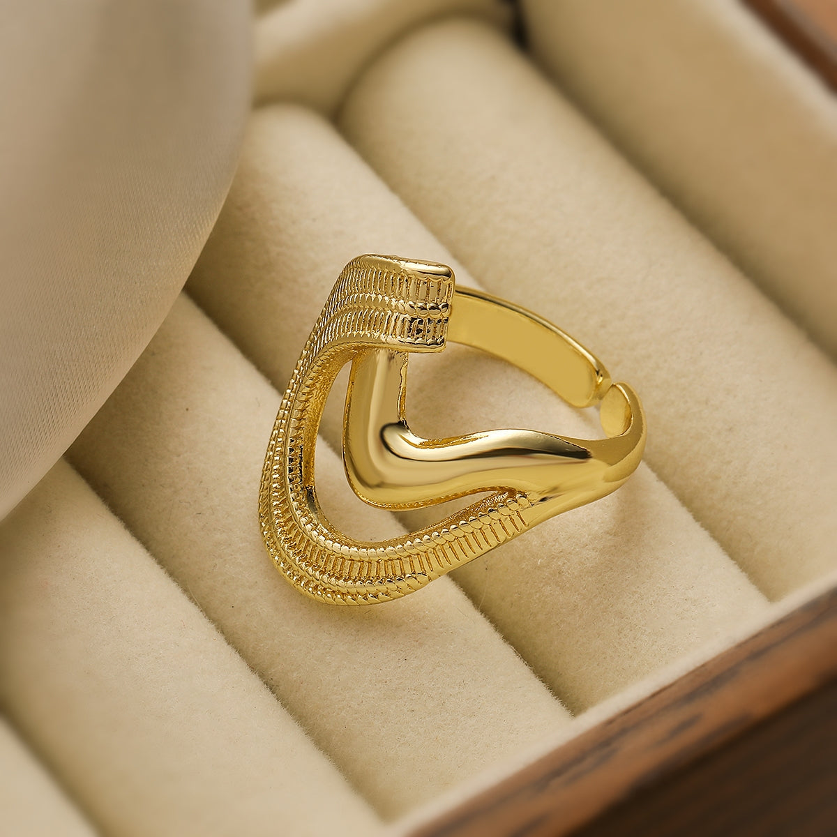 18K Gold Plated Geometric Open Ring - Minimalist Design