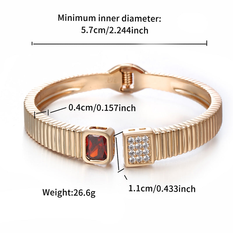 18K Gold Plated Geometric Gemstone Bangle Bracelet