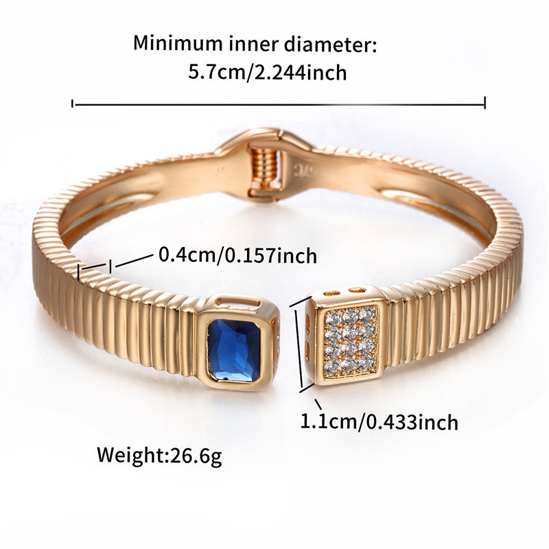 18K Gold Plated Geometric Gemstone Bangle Bracelet