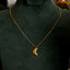 18K Gold Plated Ruched Chain Horn Pendant Necklace - Vintage Style Choker for Women