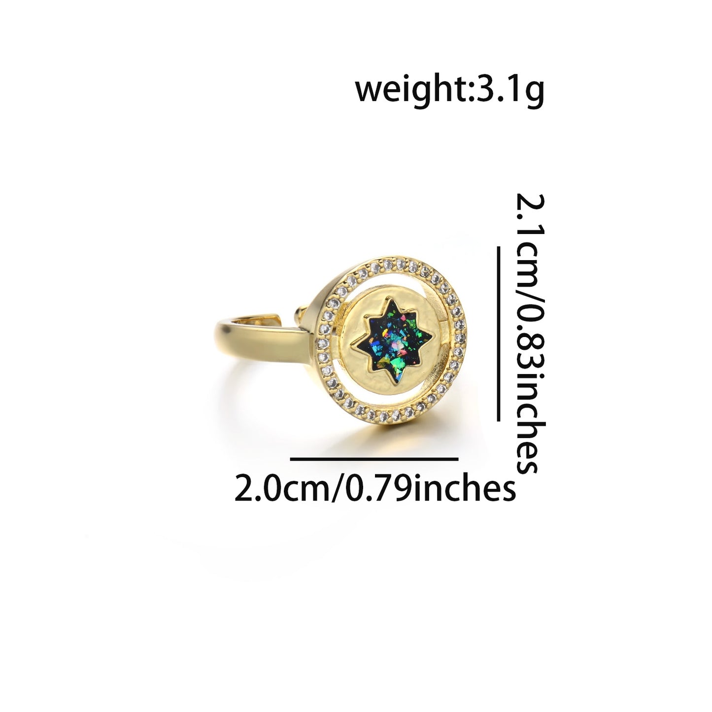 18K Gold Plated Copper Star Zircon Rings - Minimalist Vintage Style Couples Jewelry