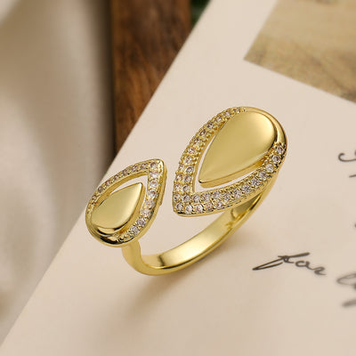 18K Gold Plated Geometric Zircon Open Ring