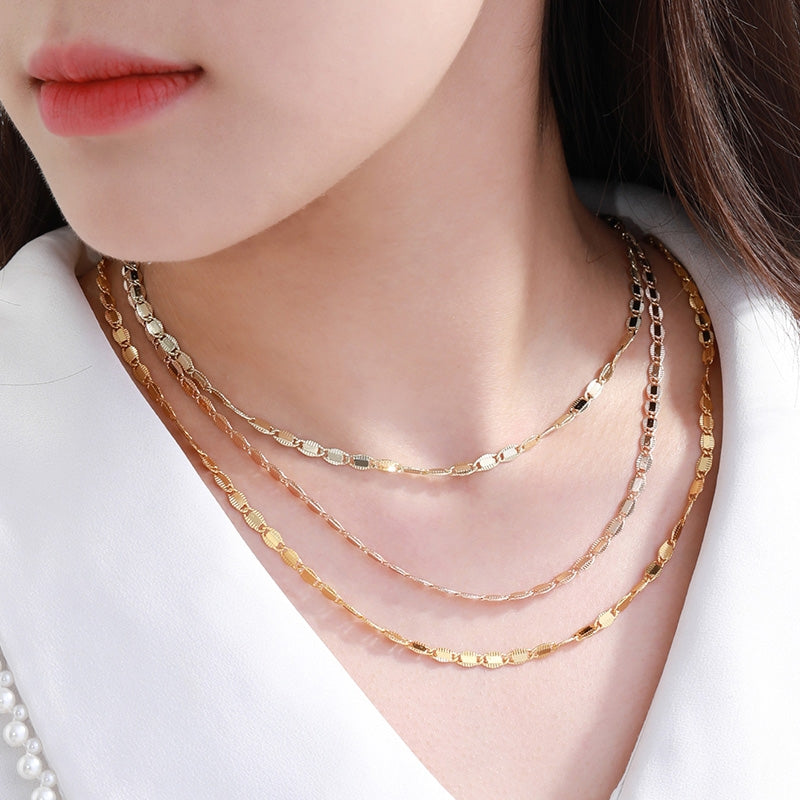 18K Gold Plated Geometric Alloy Necklace Chain