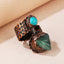 Copper Asymmetrical Snakeskin Green Fluorite Adjustable Open Ring