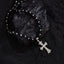 Copper Beaded Zircon Cross Pendant Necklace - Vintage Punk Style