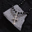 Copper Beaded Zircon Cross Pendant Necklace - Vintage Punk Style