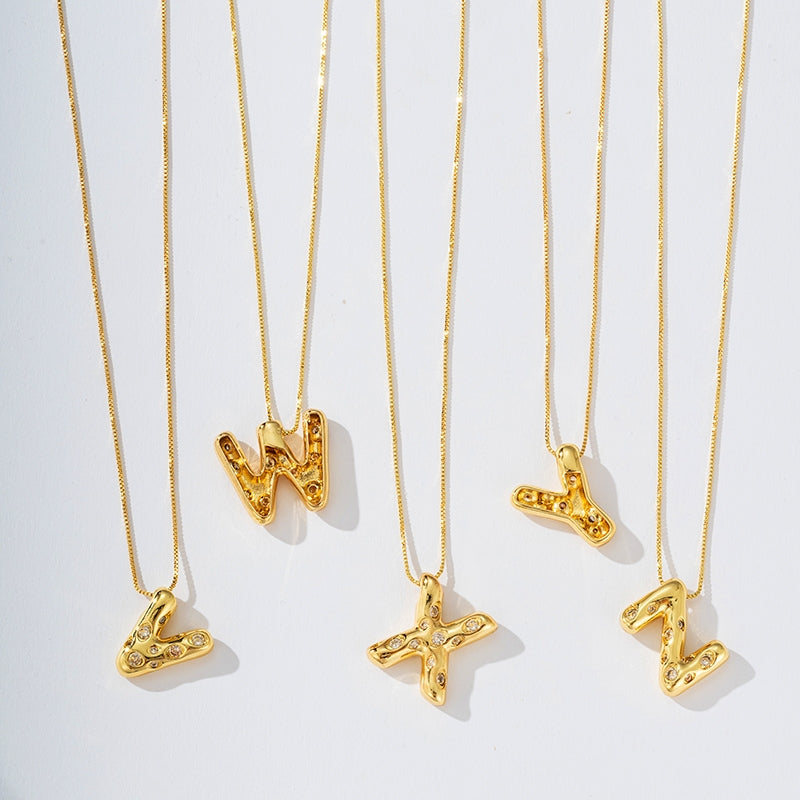 Elegant Gold Plated Zircon Letter Pendant Necklace - Minimalist Design