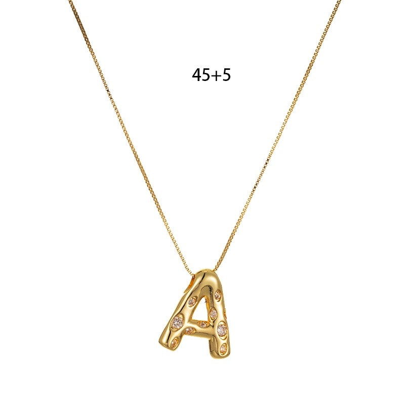 Elegant Gold Plated Zircon Letter Pendant Necklace - Minimalist Design